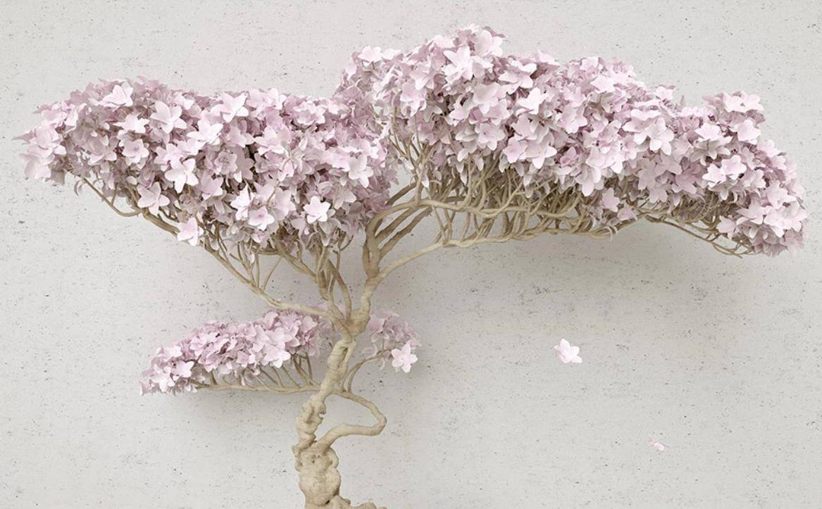 Фотообои Стереоскопическое дерево розовое